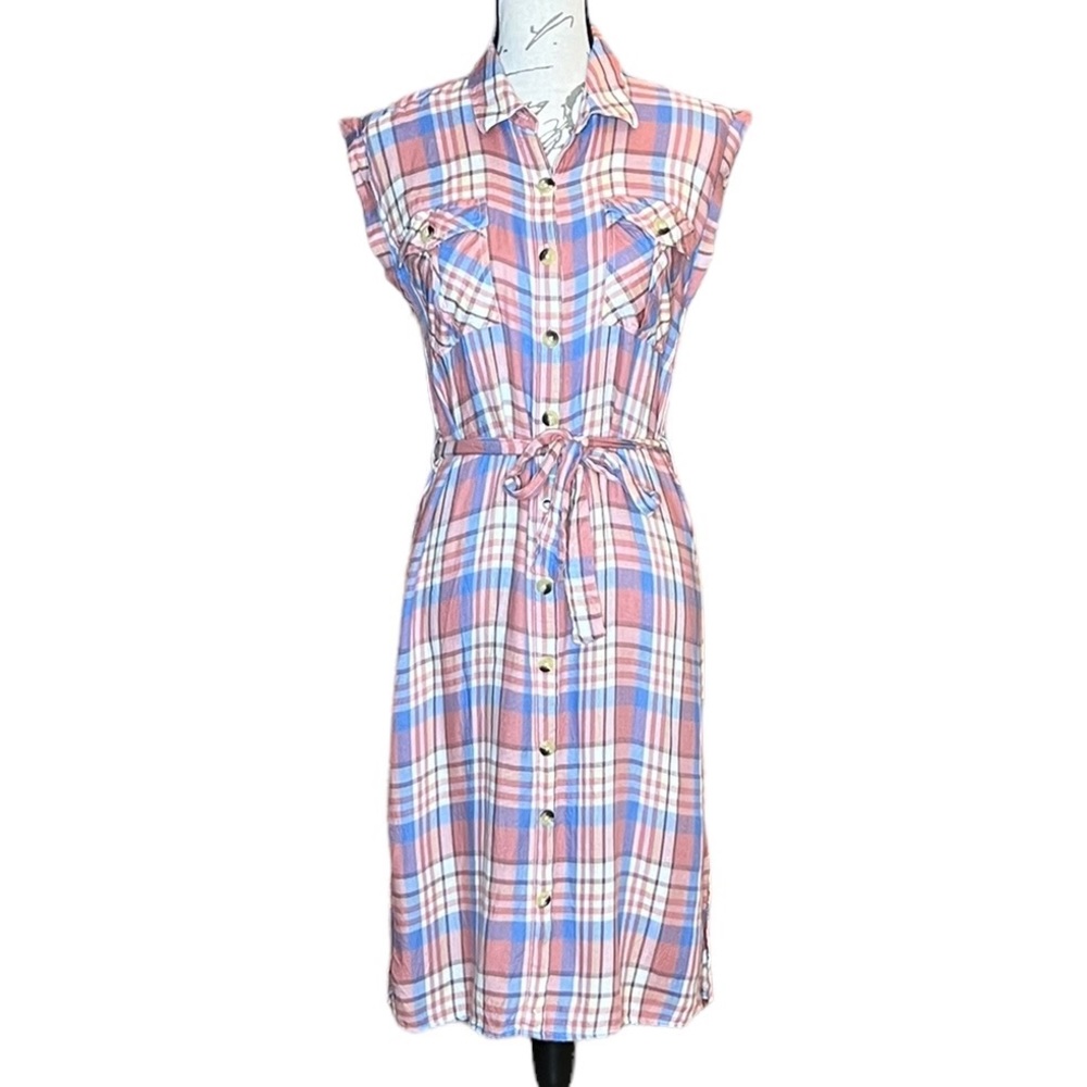 NWOT Cato Plaid button front shirt dress